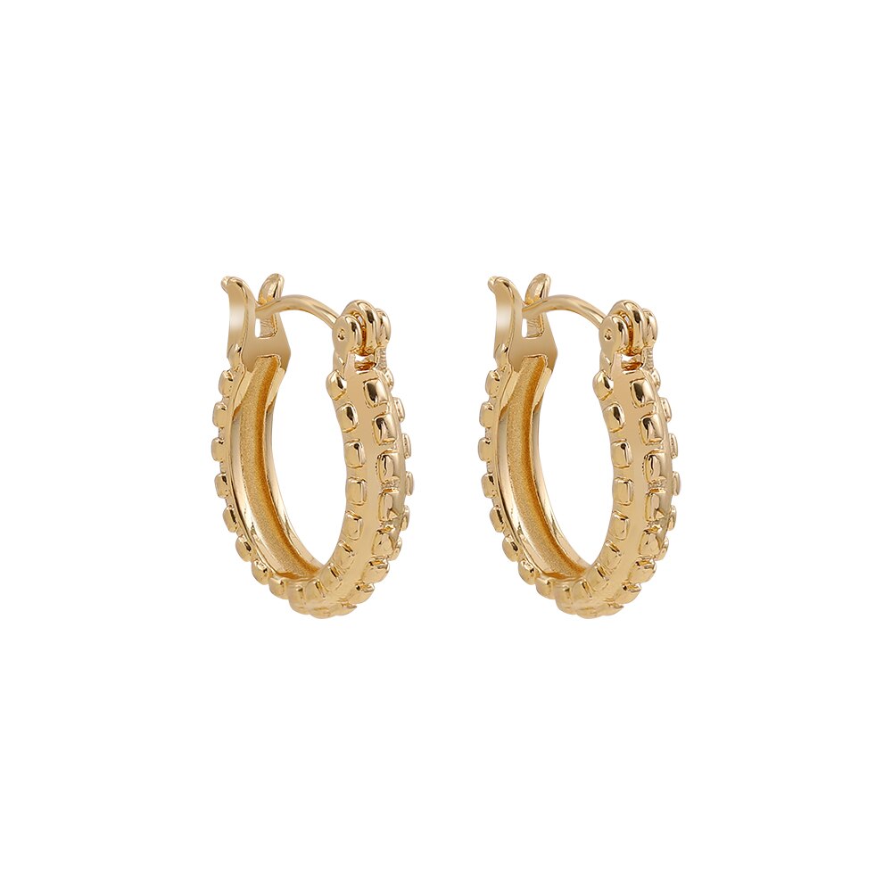 Gold Link Chain Hoops Earrings