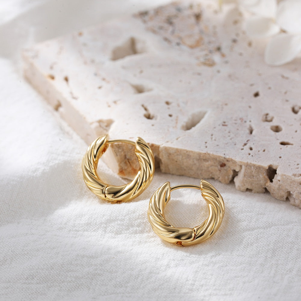 Punk Gold Chunky Hoop Earrings