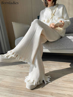 Wide Leg Knitted Pants