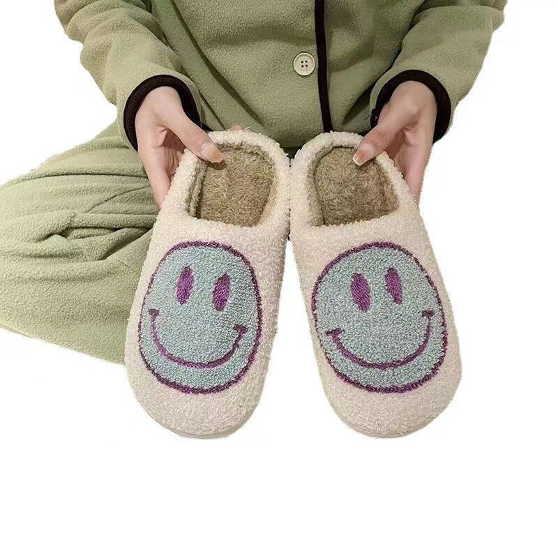 Smiley Face Plush Slippers