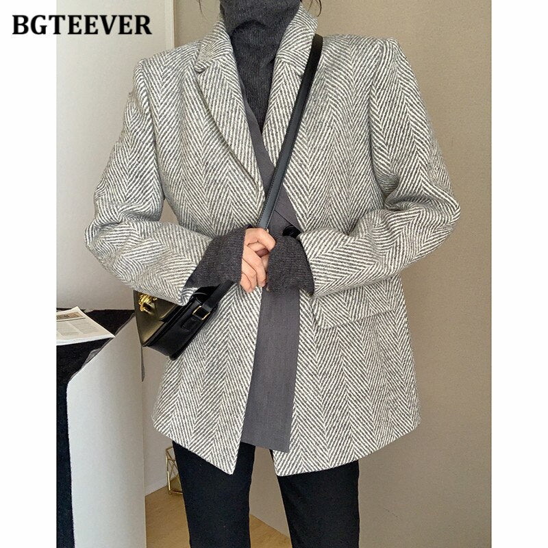 Woolen Long Sleeve Blazer