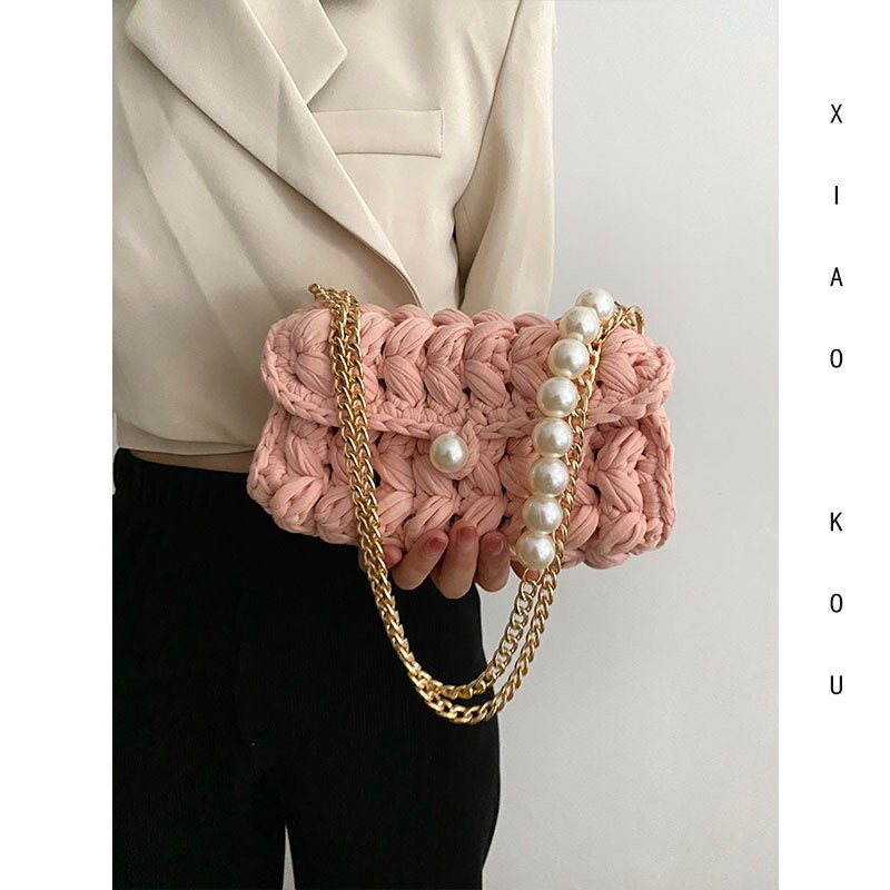 Crochet Pearl Shoulder Bag