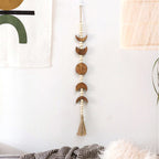 Wood Star Moon Phase Wall Hanging Boho Tassel