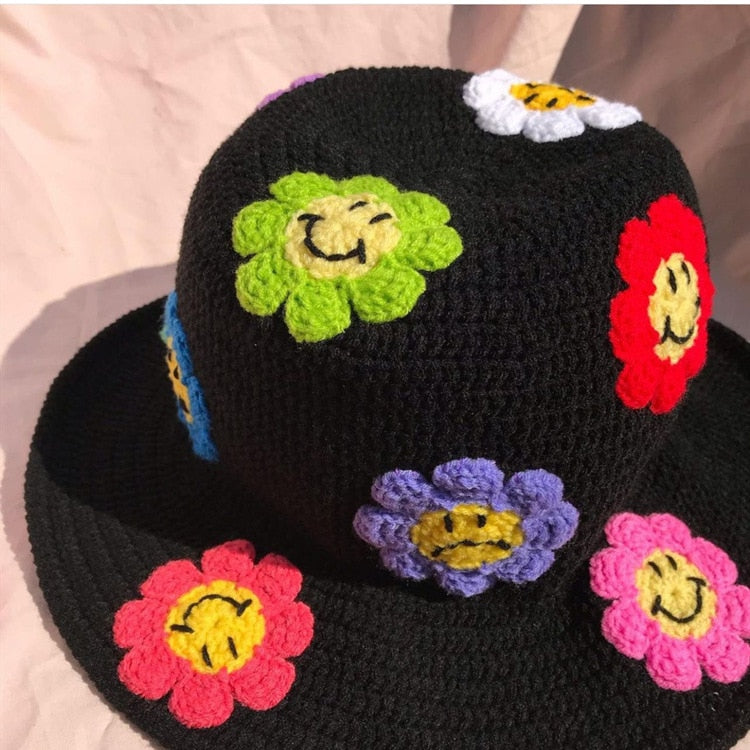 Smile Daisy Crochet Handmade Bucket Hat