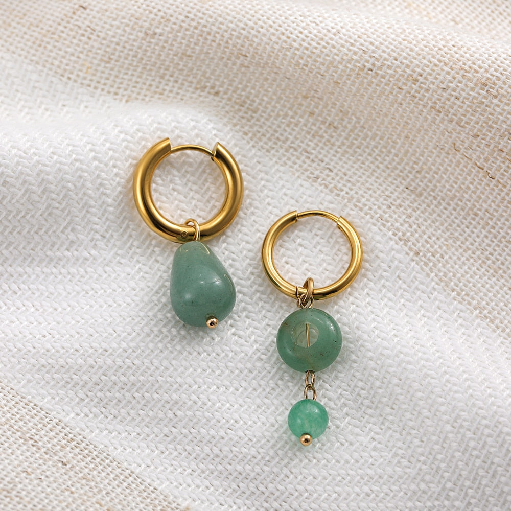 Green Resin Geometric Hoop Earring