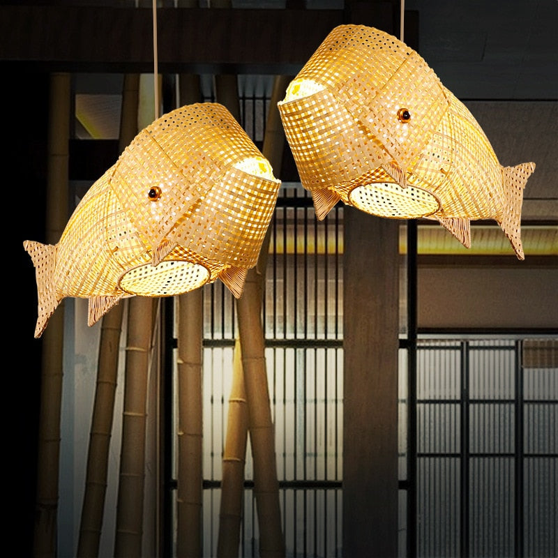Modern bamboo Whale Lamp
