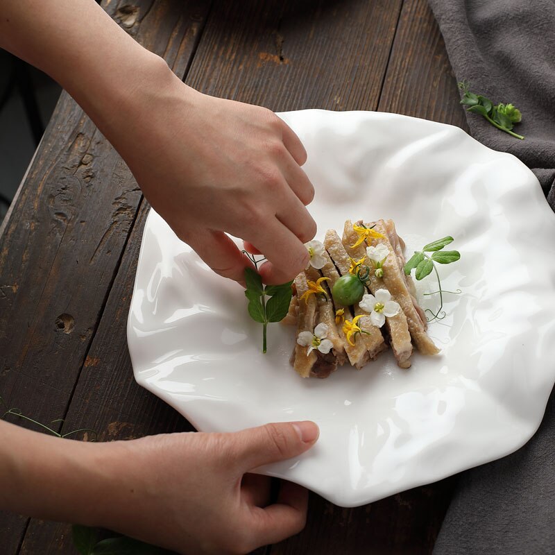 French Ceramic  Irregular White  Plate