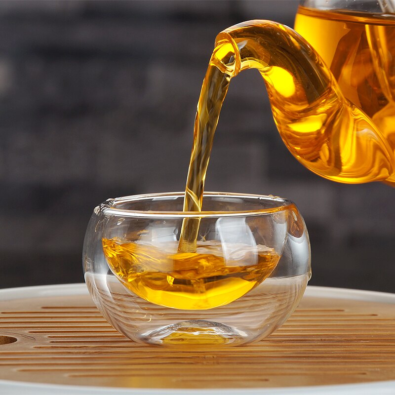 Heat-Resistant Transparent Double Layer Glass Tea Cup Set