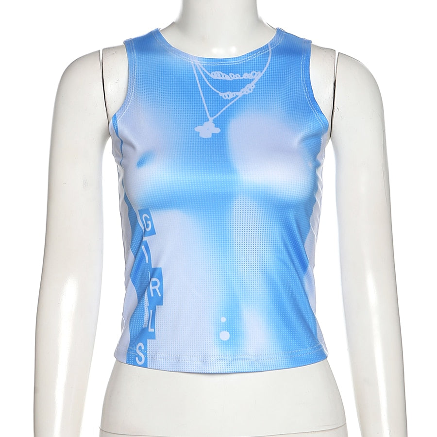 Blue Thermal Tank Top Shirt