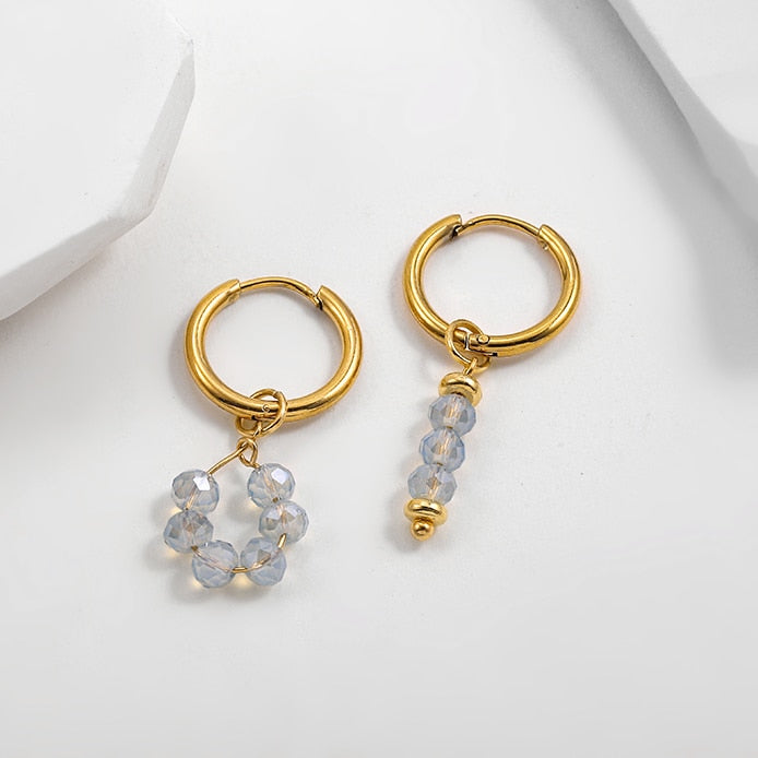 Natural Stone Hoop Earrings