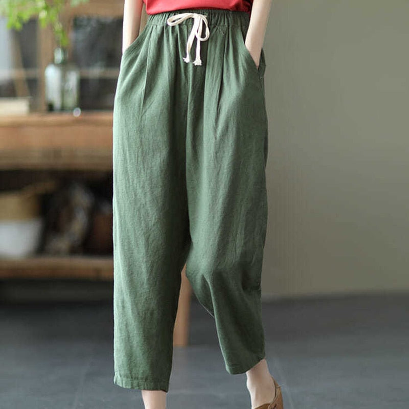 Green Loose Harem Pants