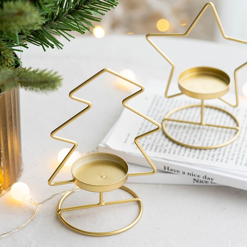 Christmas Gold Candle Holder