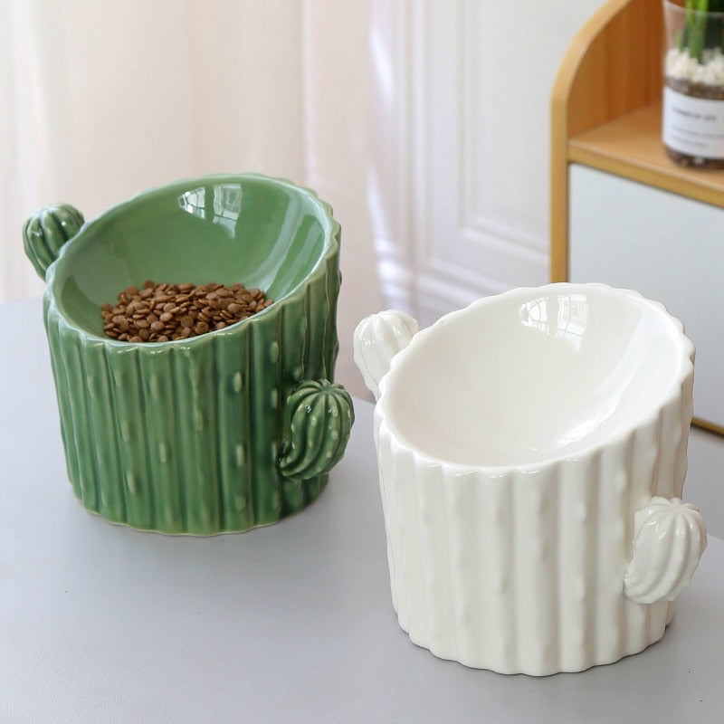 Cactus Ceramic Pet Food Bowl