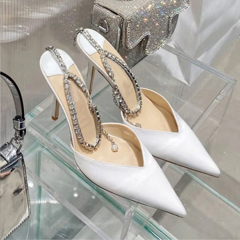 Rhinestones Chain Pumps Sandals High Heel