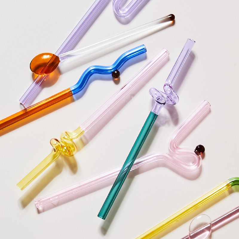 Floriddle Glass Twist Reusable Straws