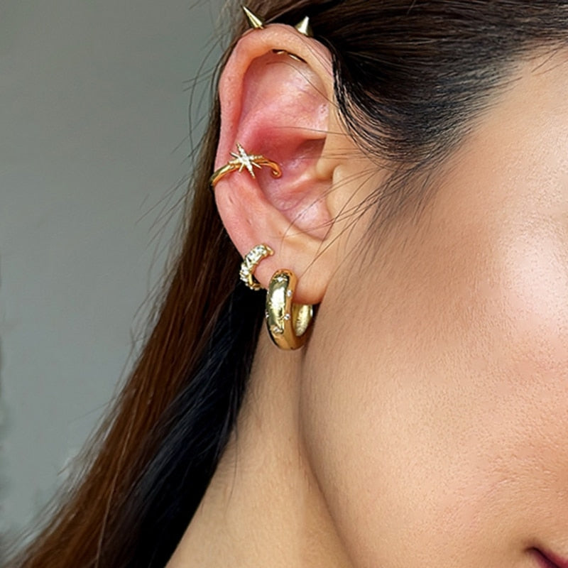 Star Round Hoop Earring