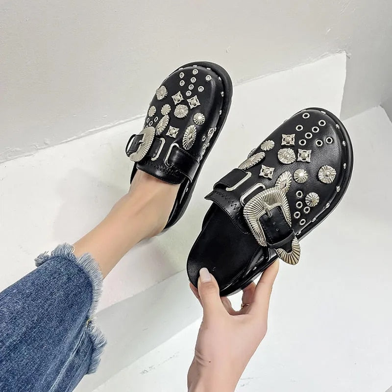 Punk Rock Leather Mules