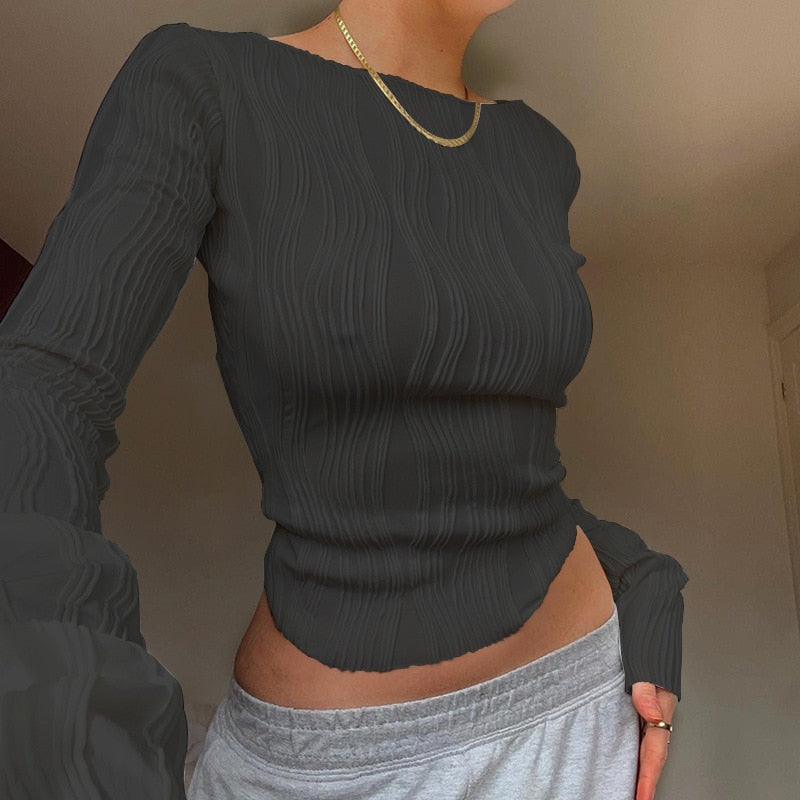 Ruched Long Sleeve T-shirt