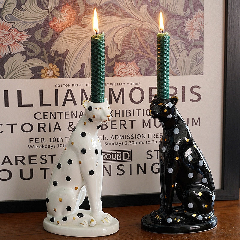 Ceramic Leopard Candle Holder