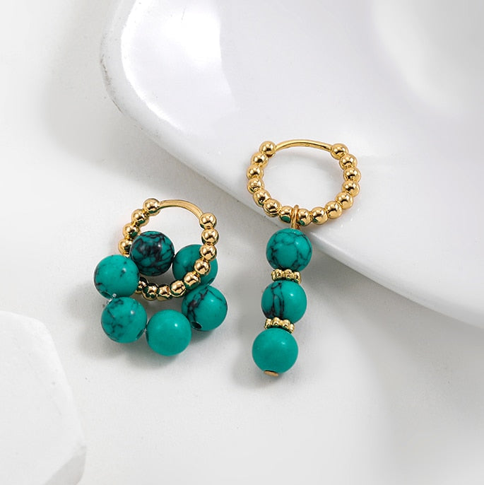 Natural Stone Hoop Earrings