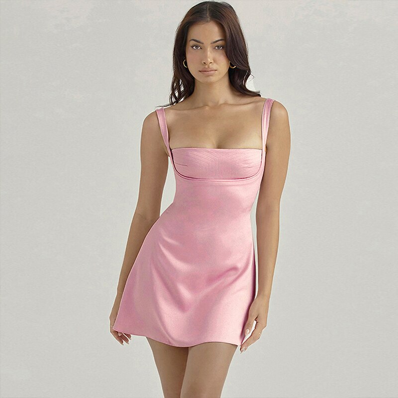 A-Line Mini Satin Dress
