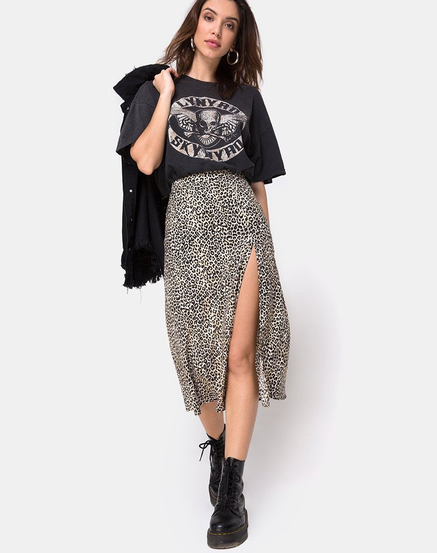 Split Midi Skirts Floral Printing