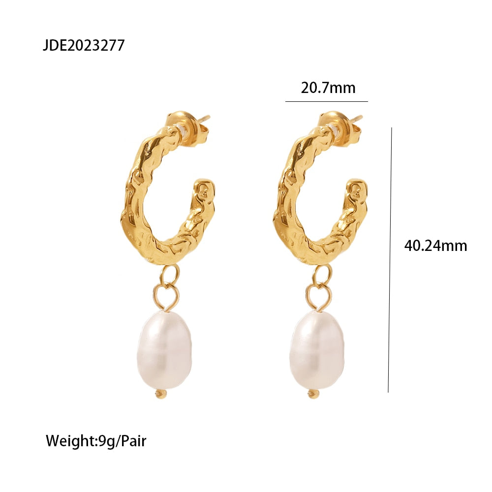Pearl Stainless Steel Earrings