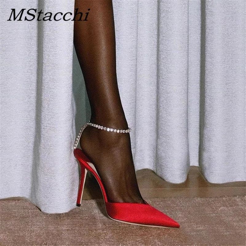 Rhinestones Chain Pumps Sandals High Heel