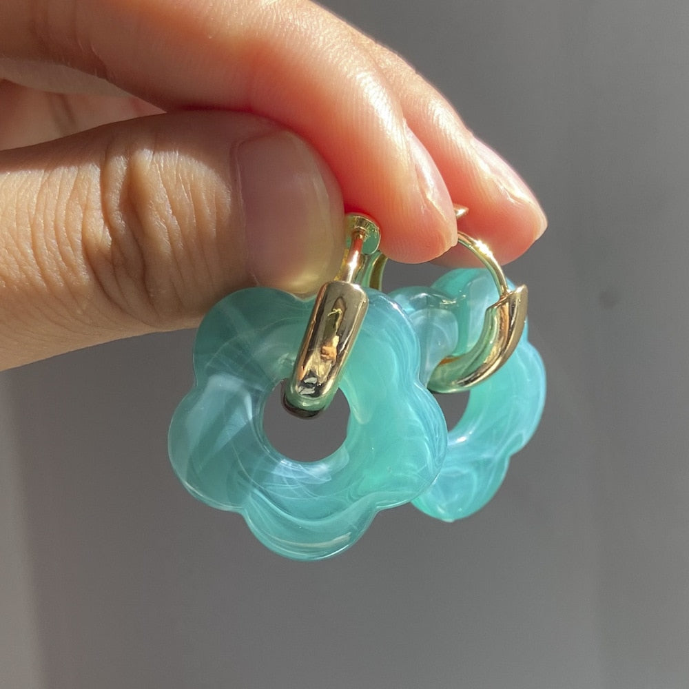 Flower Resin Acrylic Earrings