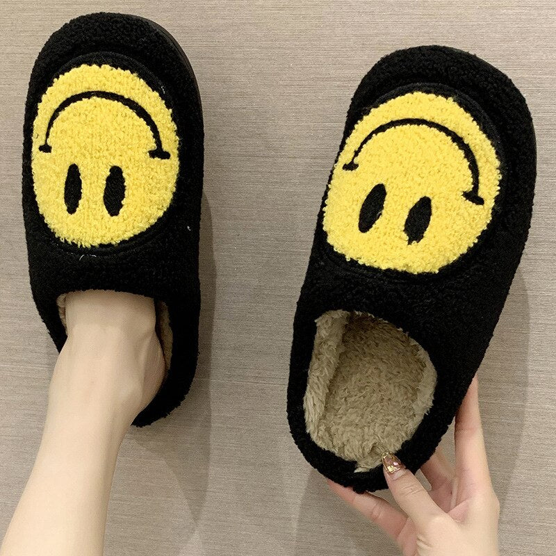 Smiley Face Plush Slippers