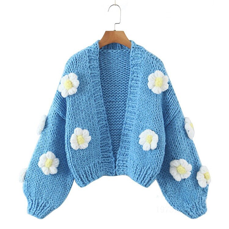 Flower Thick Sweater Cardigan