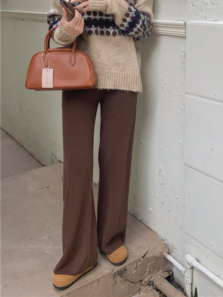 Loose Knitted Wide Leg Pants