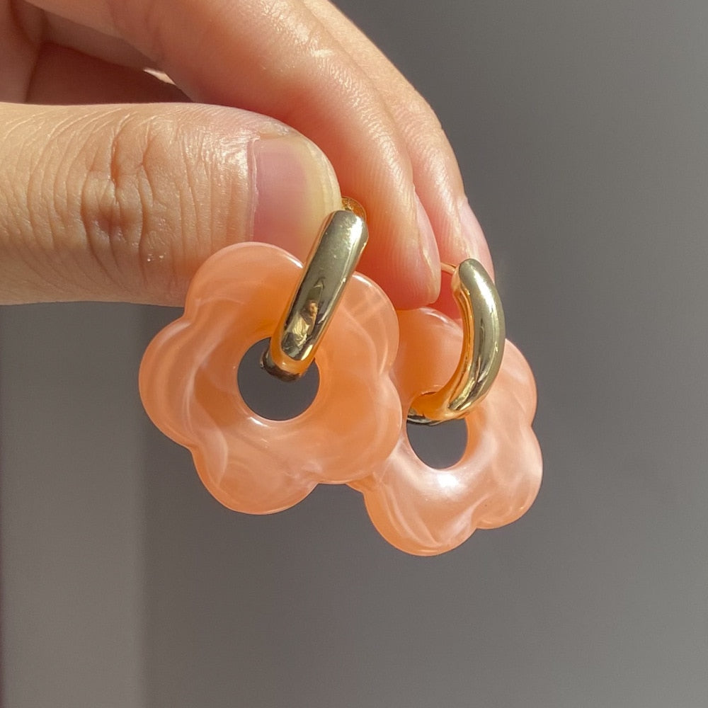 Flower Resin Acrylic Earrings