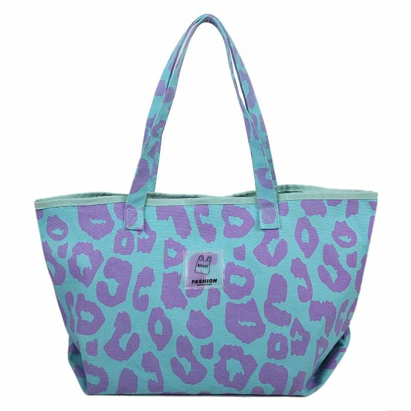 Blue Leopard Canvas Tote Bag