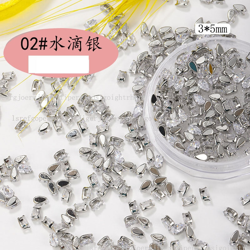 50Pcs Gold /Silver Sparkle Mini Flatback Diamonds
