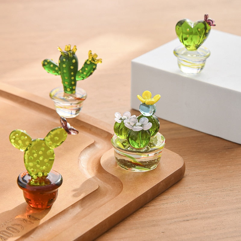 Glass Cactus Decor