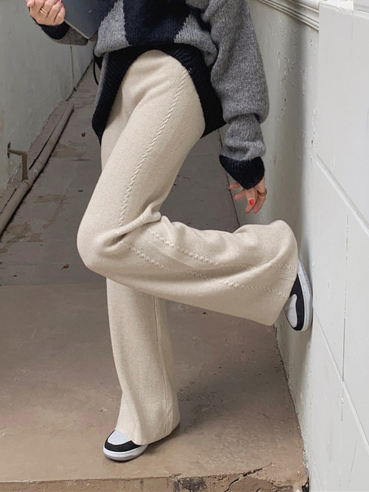 Loose Knitted Wide Leg Pants