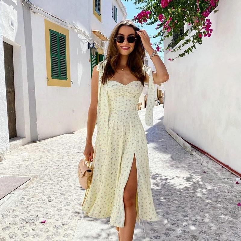 Floral Print Knot Straps Dress