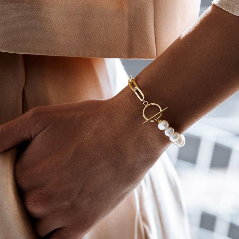 Pearl Chain Bracelet Gold/Silver