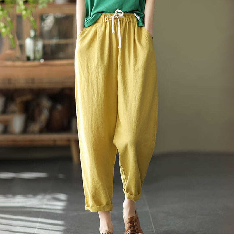 Yellow Loose Harem Pants