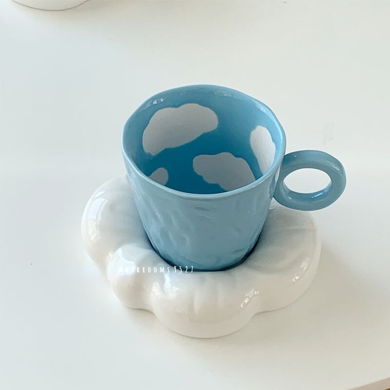Blue Sky Clouds Ceramic Cup Set