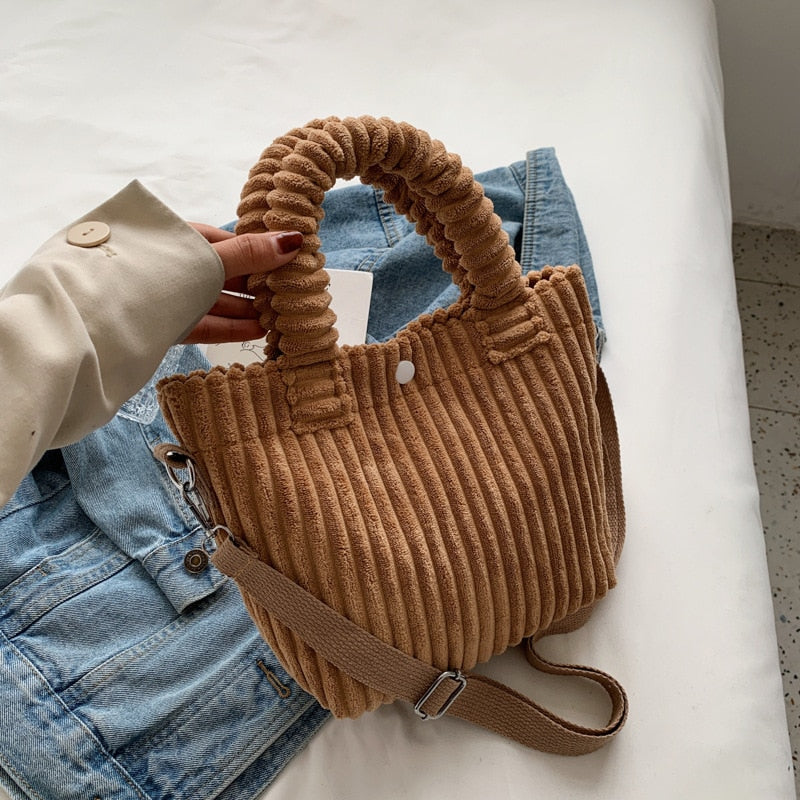 Bucket Shoulder Corduroy Bag