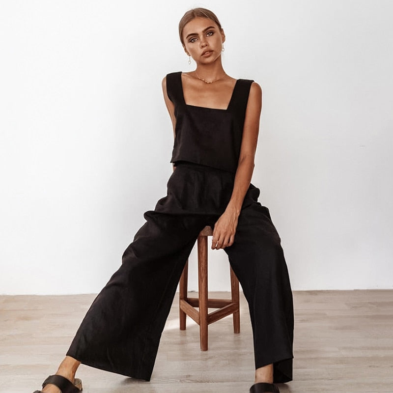 Black Cotton Two Piece Set