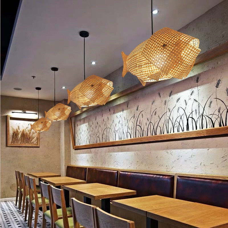 Modern bamboo Whale Lamp