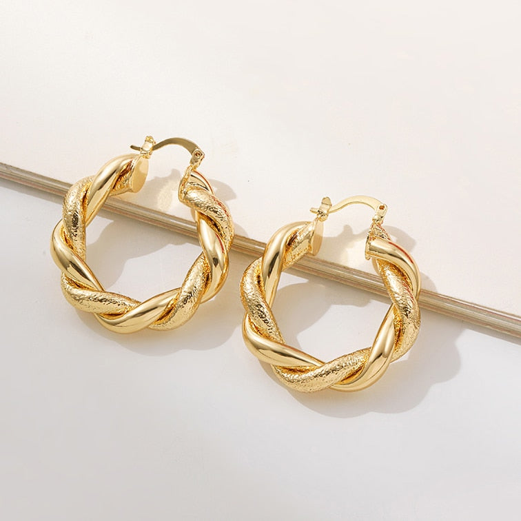 Minimalist Geometric Twist Hoop Earrings