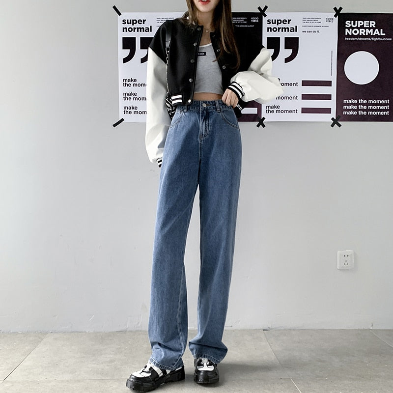 Straight Leg Jeans Denim Pants