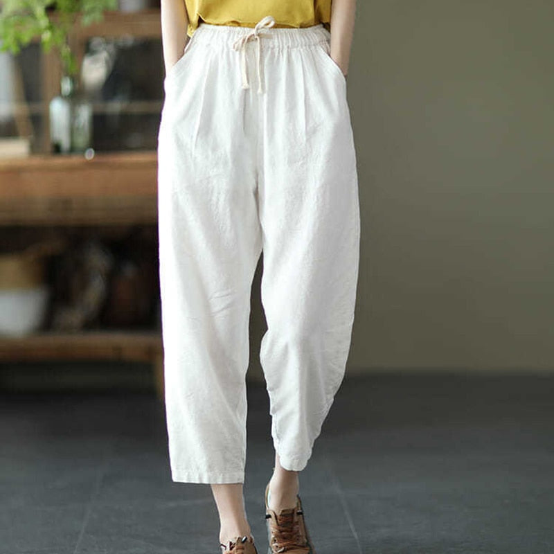 White Loose Harem Pants