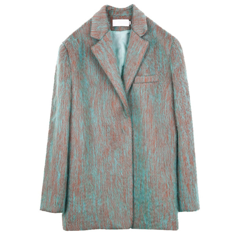 Mixed Color Oversize Woolen Coat