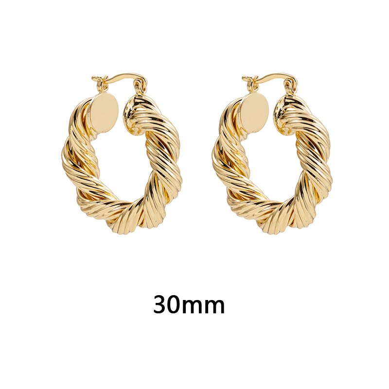 Gold Link Chain Hoops Earrings