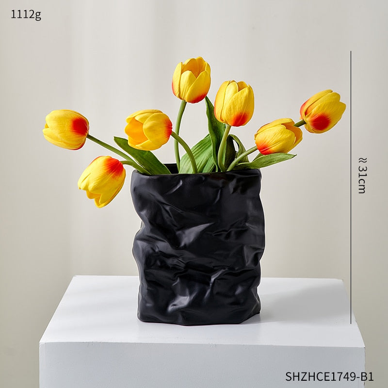 Nordic Pleated Ceramic Flower Pot